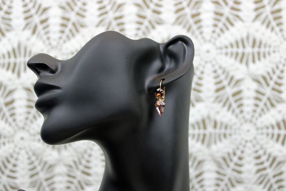 Sorrelli Gold Tone Amber Rhinestone Earrings